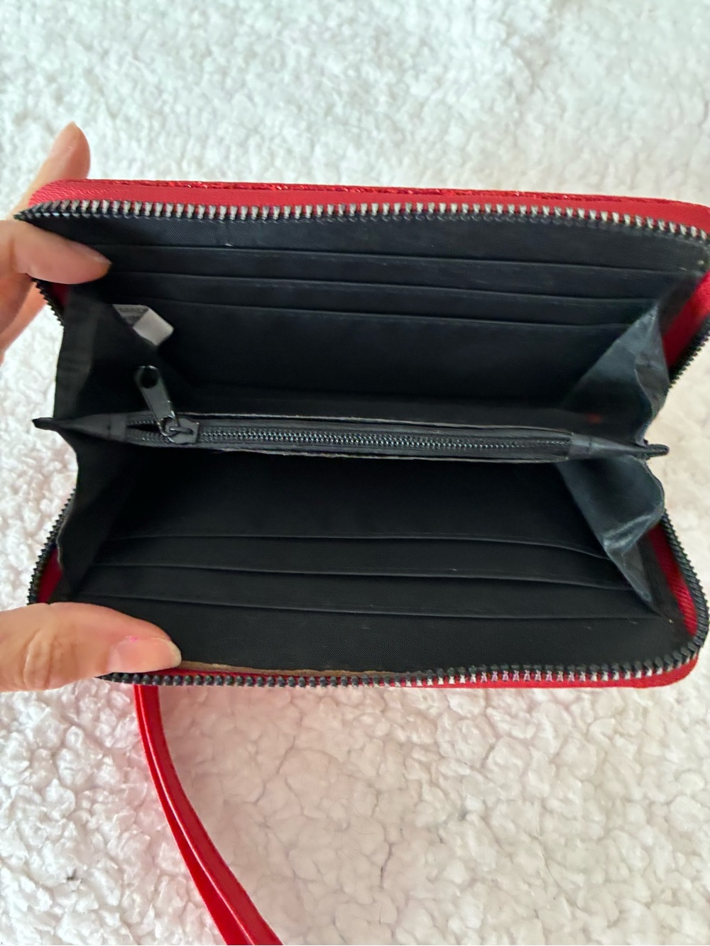 Glitter Zip Wristlet Clutch in Red - Picture 3 of 3
